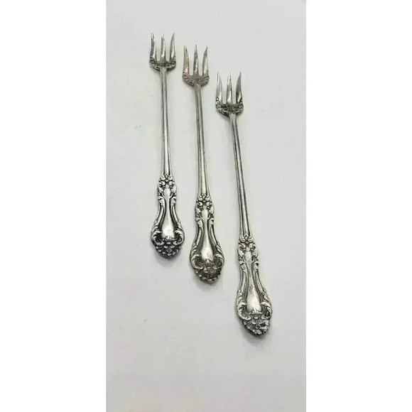 3 Pcs Antique Silver plate Oyster Fork Rogers PAT APR 4.99 Arundel Charcuterie - Picture 3 of 10